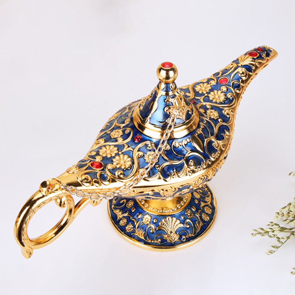 European Retro Aladdin Lamp Decor Metal Crafts Wishing light Aromatherapy Stove Tea Pot Ornaments Delicate Home