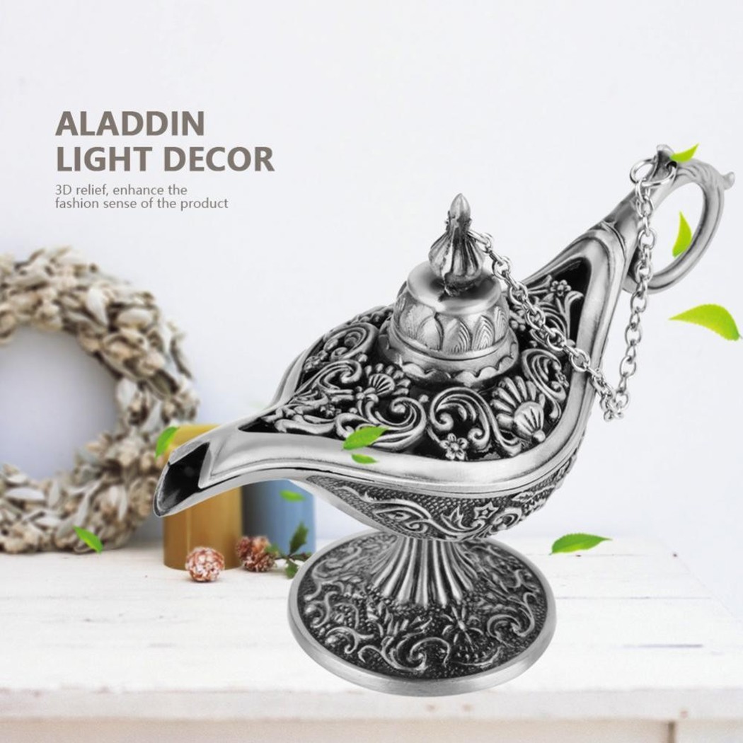 European Retro Aladdin Lamp Decor Metal Crafts Wishing light Aromatherapy Stove Tea Pot Ornaments Delicate Home