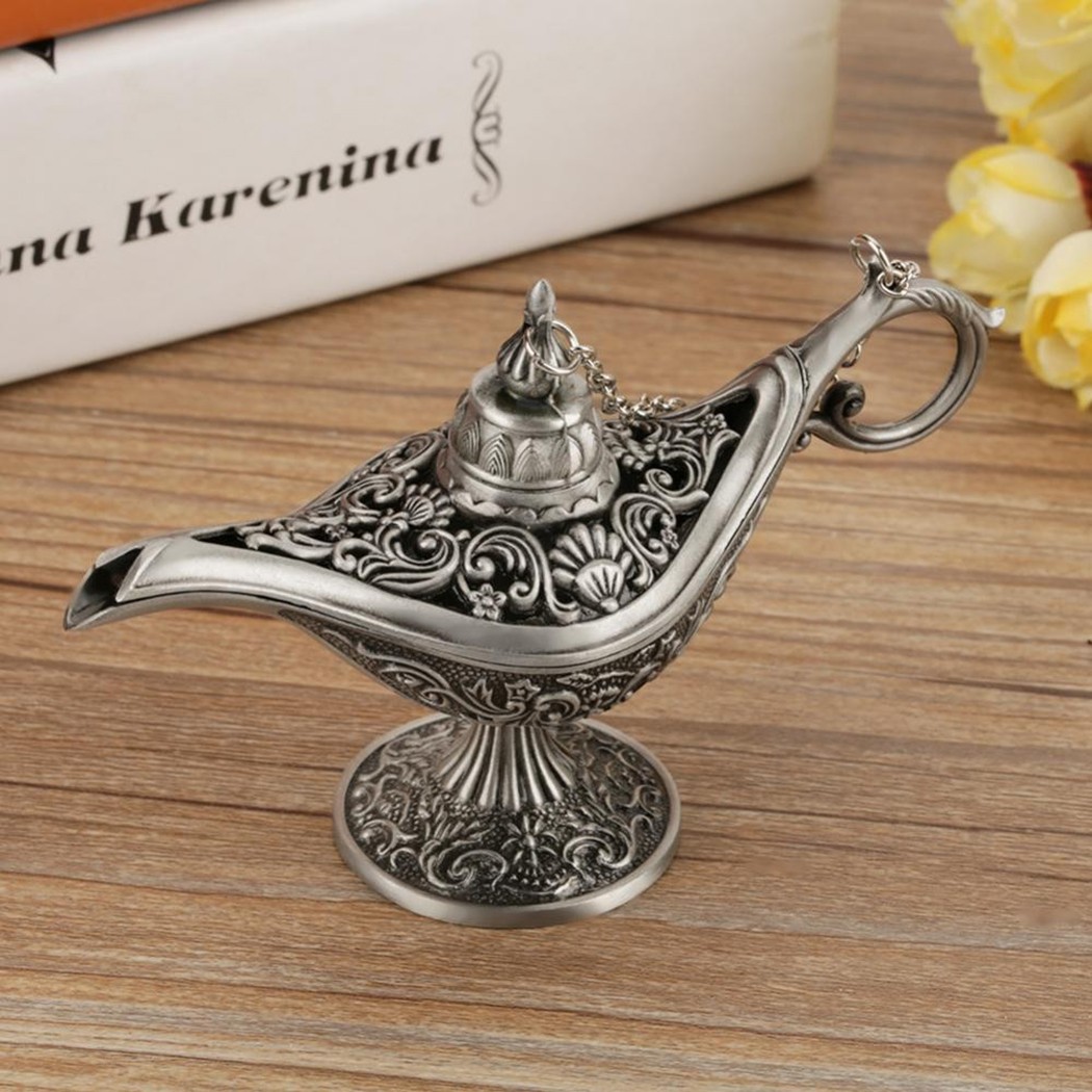 European Retro Aladdin Lamp Decor Metal Crafts Wishing light Aromatherapy Stove Tea Pot Ornaments Delicate Home