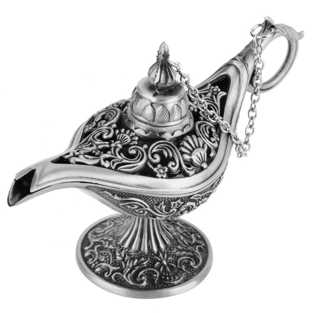 European Retro Aladdin Lamp Decor Metal Crafts Wishing light Aromatherapy Stove Tea Pot Ornaments Delicate Home
