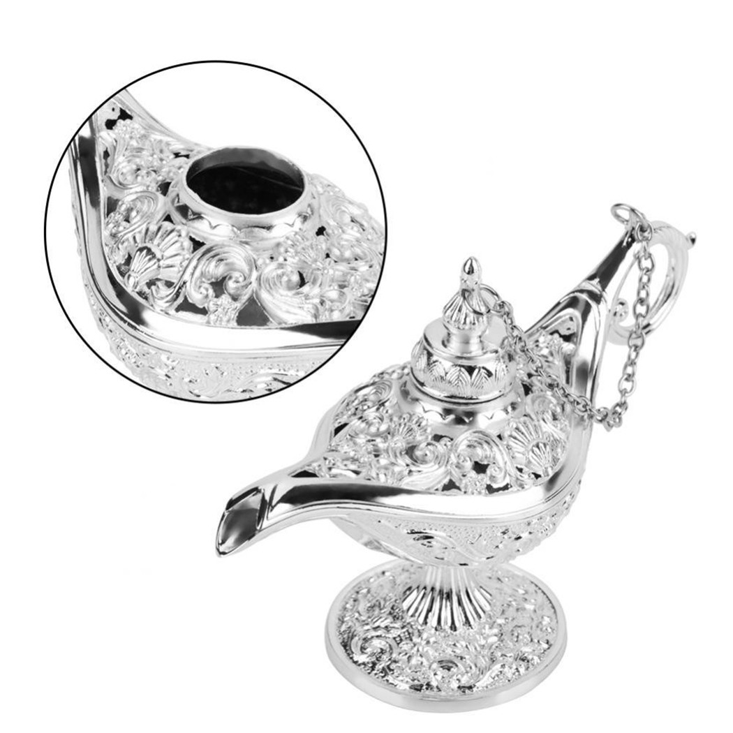 European Retro Aladdin Lamp Decor Metal Crafts Wishing light Aromatherapy Stove Tea Pot Ornaments Delicate Home