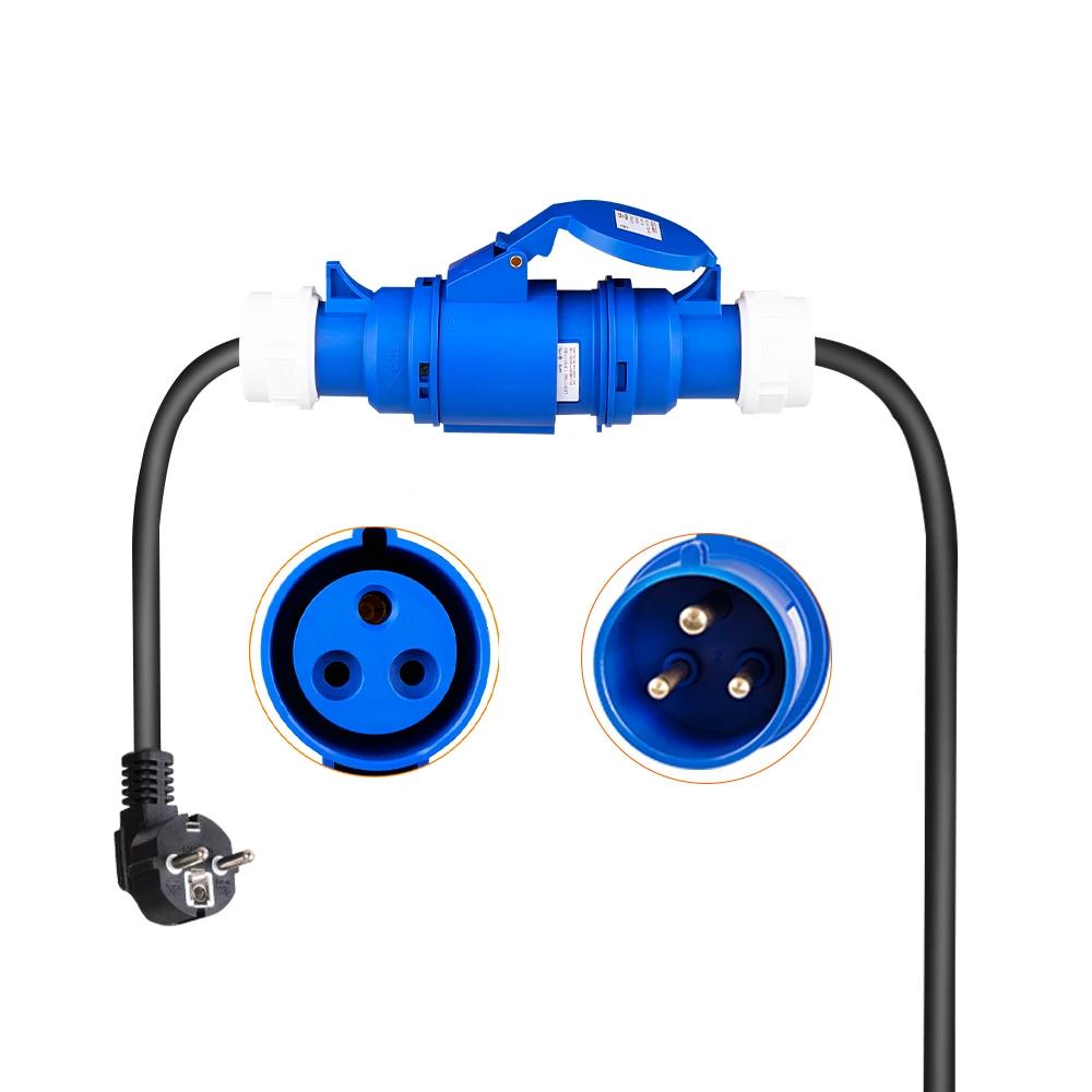 EV Charger CEE Female Plug 3 Pins Adapter Waterproof Connection WallMount Socket Connect with 32A 1Phase 7KW Charger