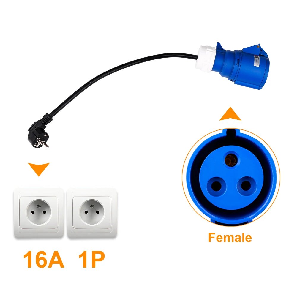 EV Charger CEE Female Plug 3 Pins Adapter Waterproof Connection WallMount Socket Connect with 32A 1Phase 7KW Charger EV Charger CEE Female Plug 3 Pins Adapter Waterproof Connection WallMount Socket Connect with 32A 1Phase 7KW Charger