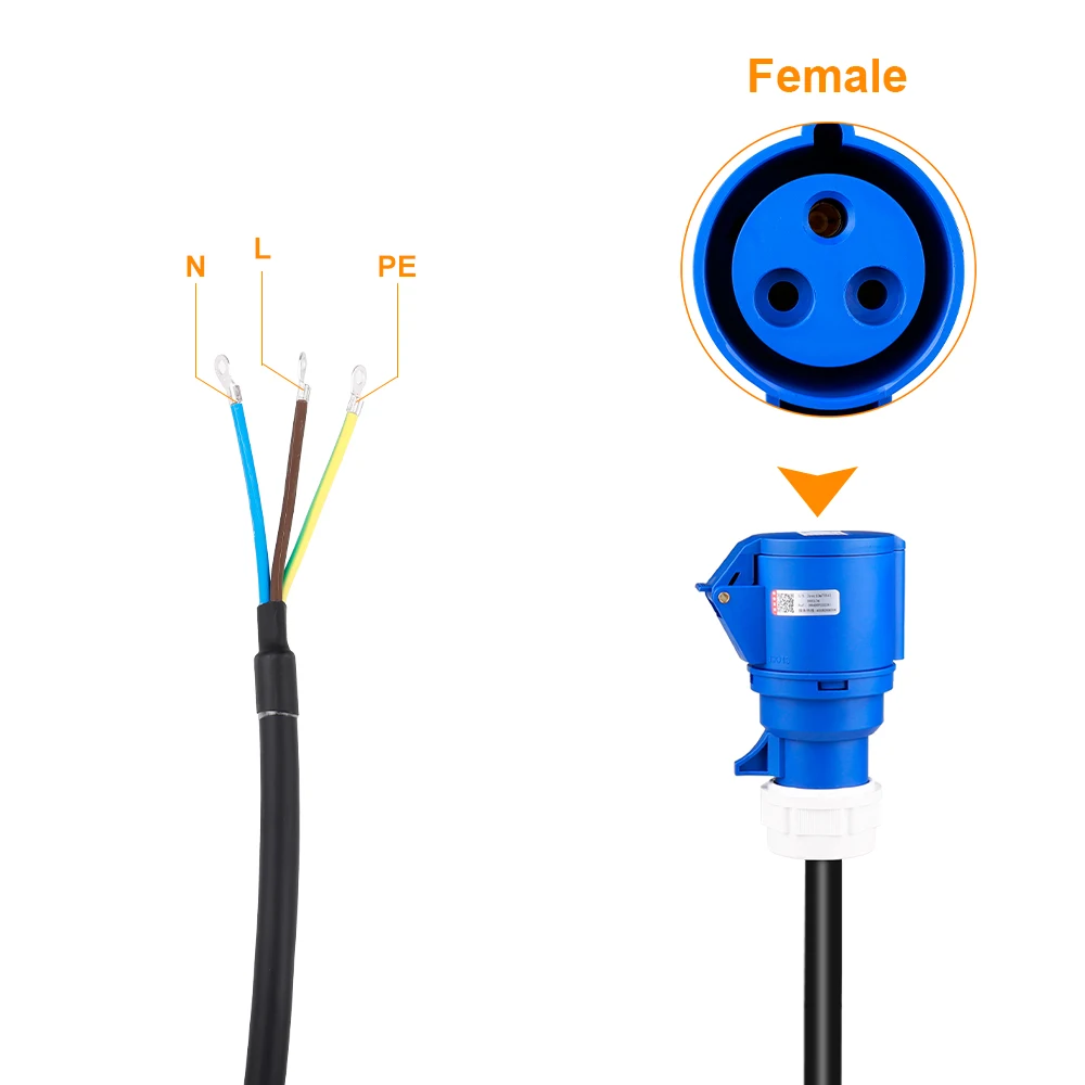 EV Charger CEE Female Plug 3 Pins Adapter Waterproof Connection WallMount Socket Connect with 32A 1Phase 7KW Charger EV Charger CEE Female Plug 3 Pins Adapter Waterproof Connection WallMount Socket Connect with 32A 1Phase 7KW Charger
