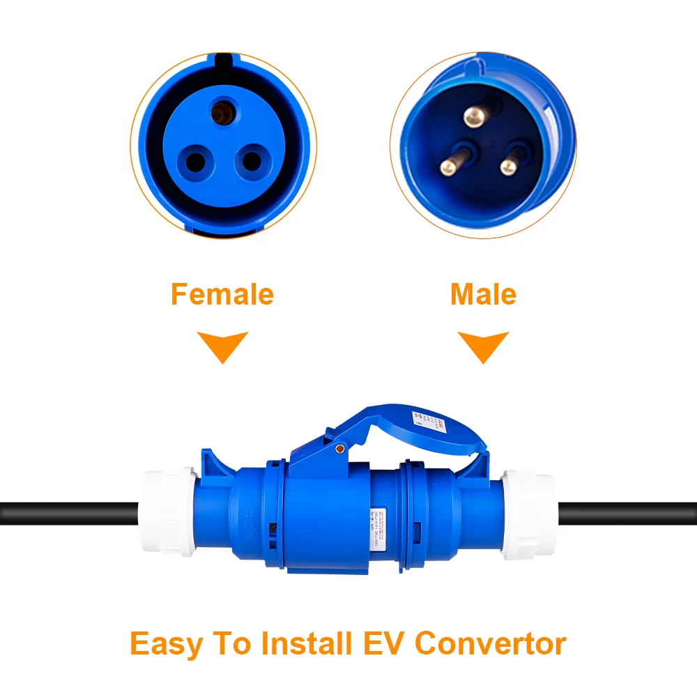 EV Charger CEE Female Plug 3 Pins Adapter Waterproof Connection WallMount Socket Connect with 32A 1Phase 7KW Charger EV Charger CEE Female Plug 3 Pins Adapter Waterproof Connection WallMount Socket Connect with 32A 1Phase 7KW Charger