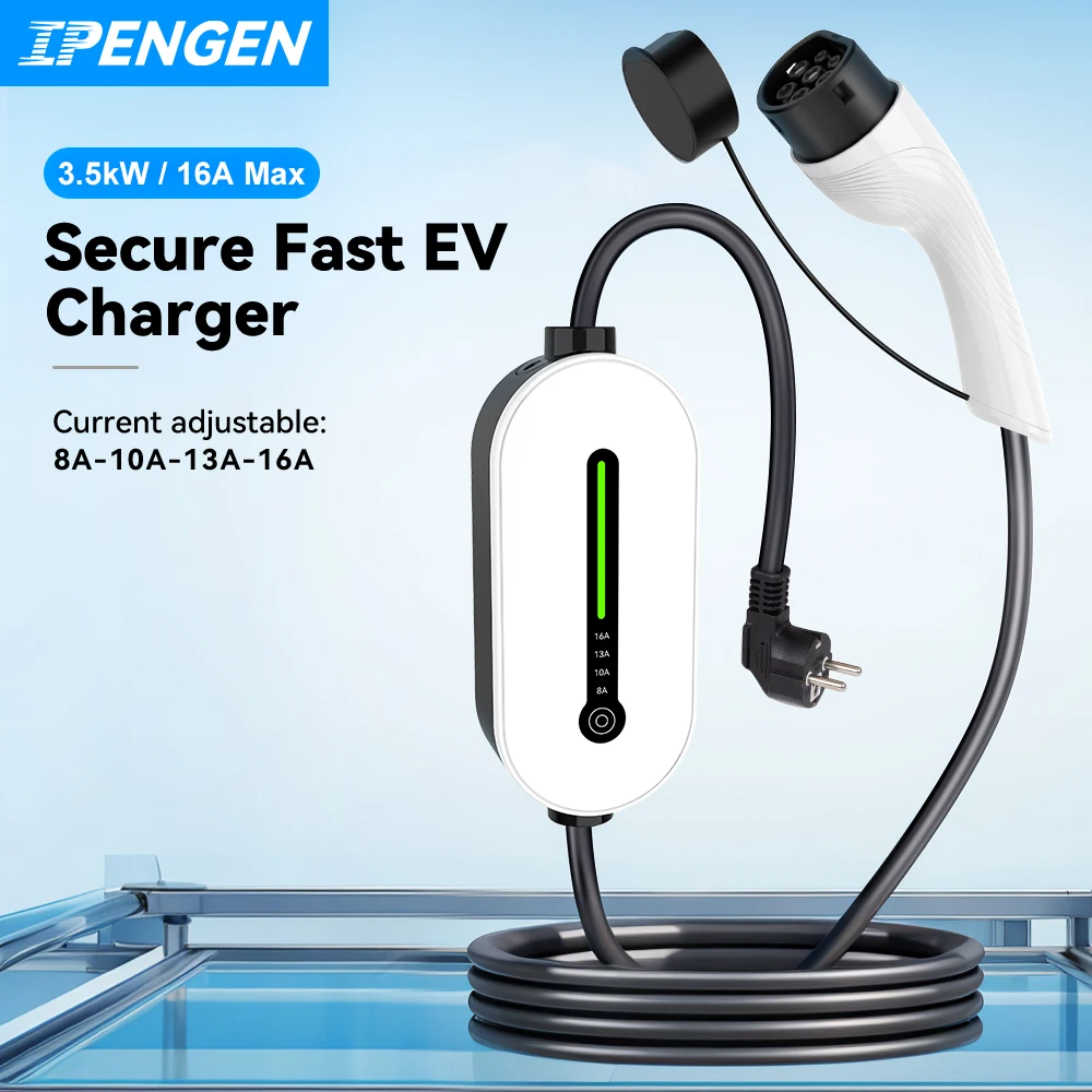 EV Portable Charger Type2 /GBT Plug Connector 16A 1Phase 3.5KW Type1 3.5m Wallbox Charging Station for Electric Vehicle