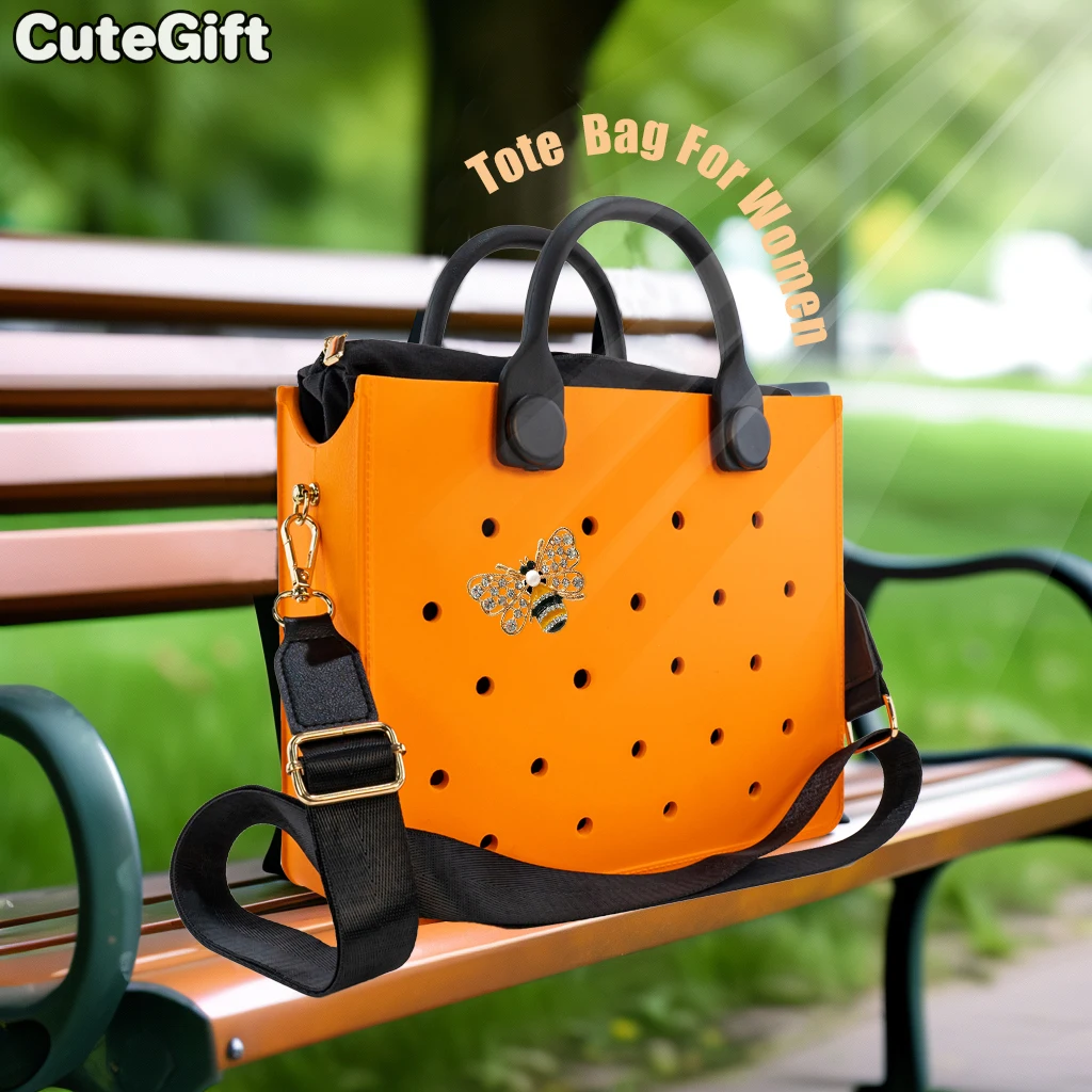 EVA Large Leather Shoulder Bag Handbag Tote Bag Storage for Women Casual Waterproof Beach Bag Hole Fit Charm Fashion EVA Large Leather Shoulder Bag Handbag Tote Bag Storage for Women Casual Waterproof Beach Bag Hole Fit Charm Fashion