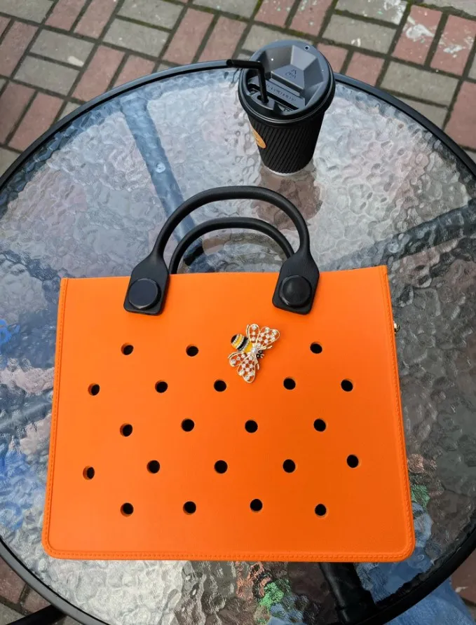 EVA Large Leather Shoulder Bag Handbag Tote Bag Storage for Women Casual Waterproof Beach Bag Hole Fit Charm Fashion EVA Large Leather Shoulder Bag Handbag Tote Bag Storage for Women Casual Waterproof Beach Bag Hole Fit Charm Fashion