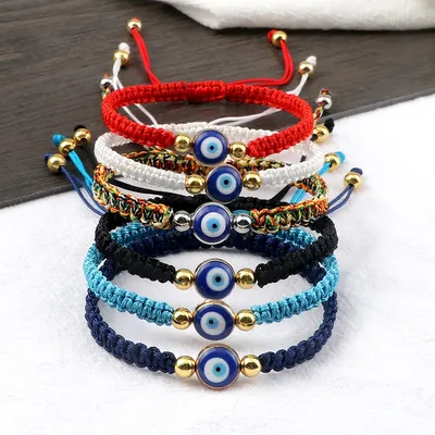 Evil Eye Braided Bracelet Lucky Red Black Color Thread Couple Chain Handmade Prayer Bangles Pulsera Jewelry Gift for