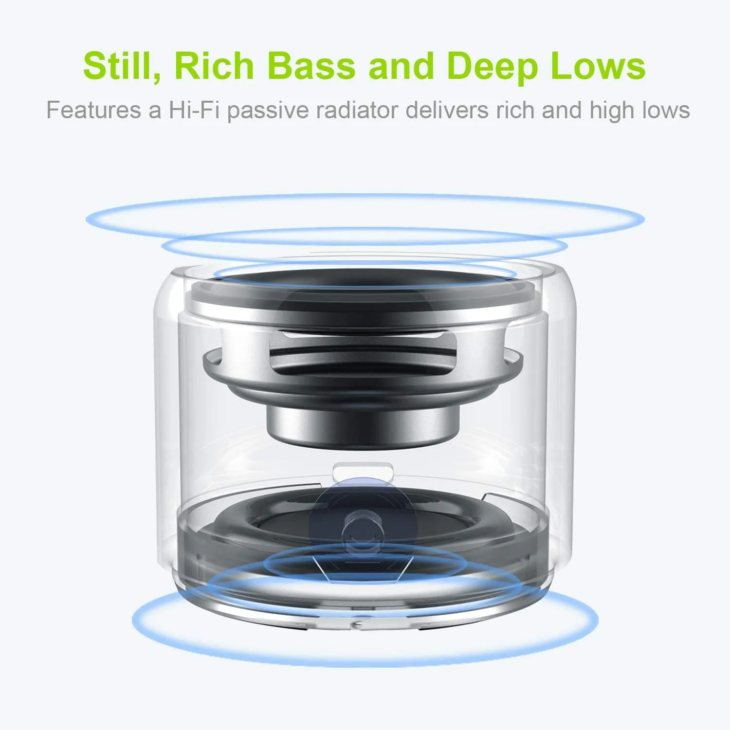 EWA A106 Pro Mini Bluetooth Speaker with Custom Bass Radiator IPX7 Waterproof Super Portable Speakers
