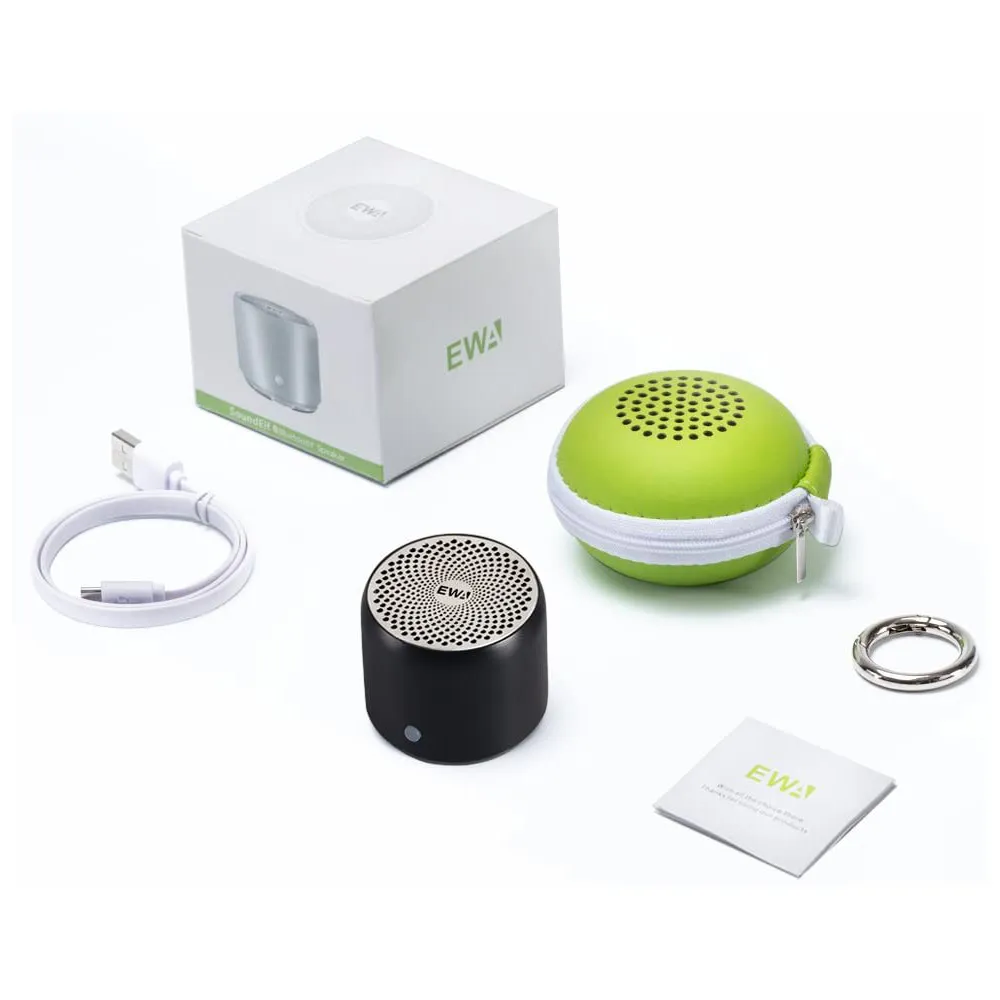 EWA A106 Pro Mini Bluetooth Speaker with Custom Bass Radiator IPX7 Waterproof Super Portable Speakers