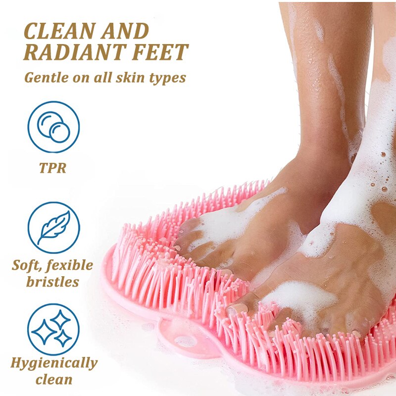 Exfoliating Shower Massage Scraper Bathroom Non-slip Bath Mat Back Massage Brush Silicone Foot Wash Body Cleaning