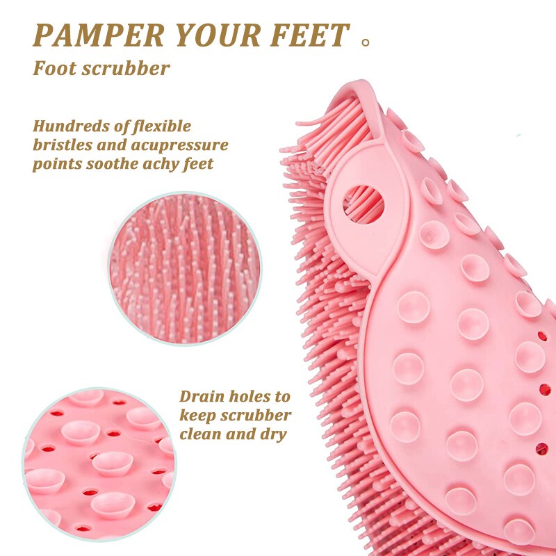 Exfoliating Shower Massage Scraper Bathroom Non-slip Bath Mat Back Massage Brush Silicone Foot Wash Body Cleaning