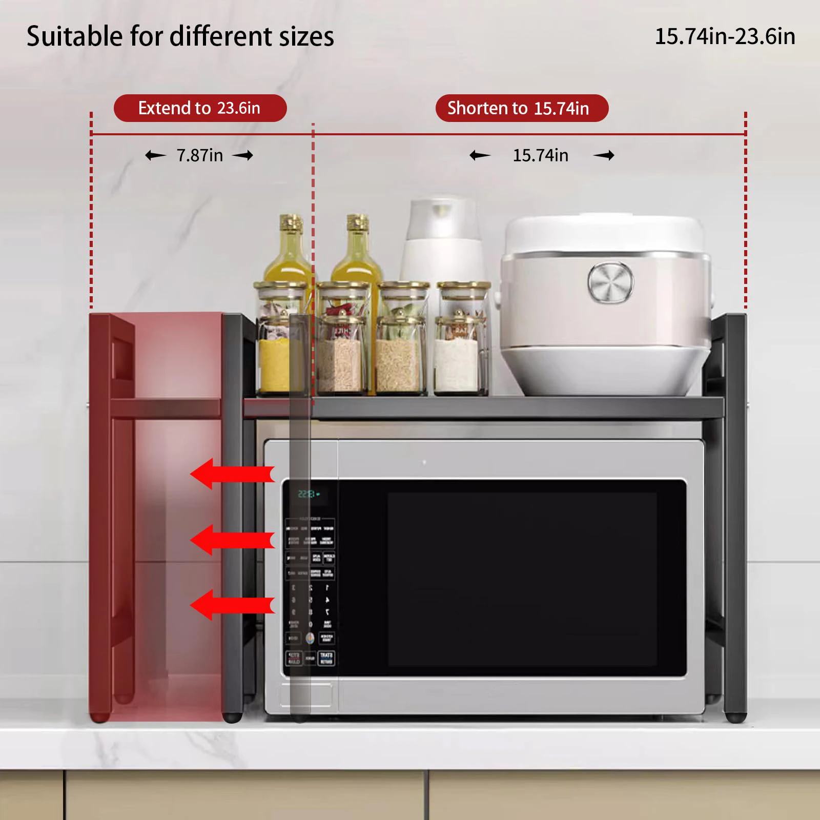 Expandable 42-64cm Microwave Shelf Organizer, Moisture And Rust Proof Microwave Countertop Organizer,Tableware Storage Expandable 42-64cm Microwave Shelf Organizer, Moisture And Rust Proof Microwave Countertop Organizer,Tableware Storage