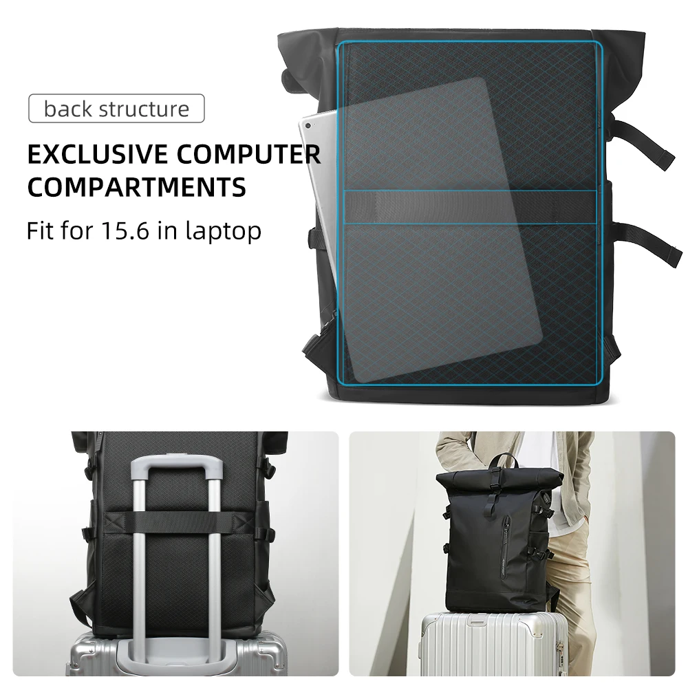 Expandable Travel Backpack Men Large Capacity Waterproof 15.6” Laptop Bag Hiking Rucksack Cycling Daypack Bag with USB
