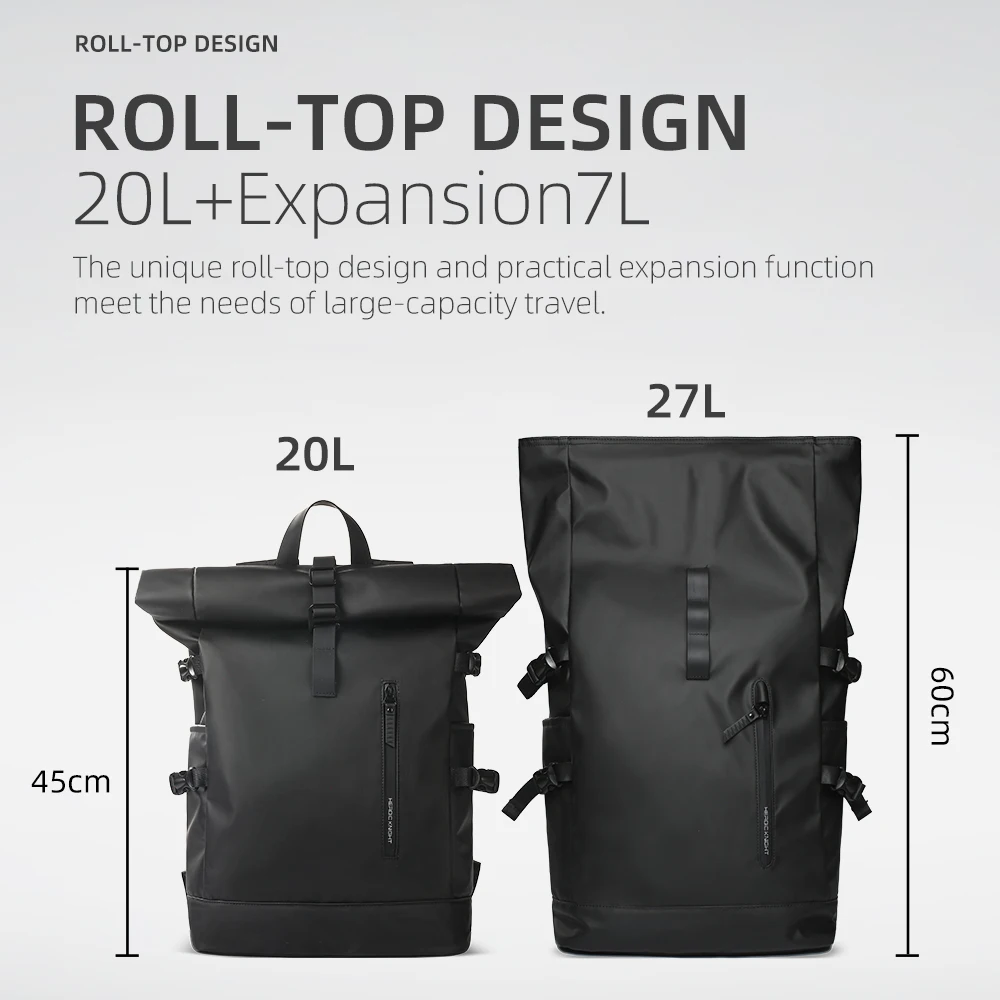 Expandable Travel Backpack Men Large Capacity Waterproof 15.6” Laptop Bag Hiking Rucksack Cycling Daypack Bag with USB