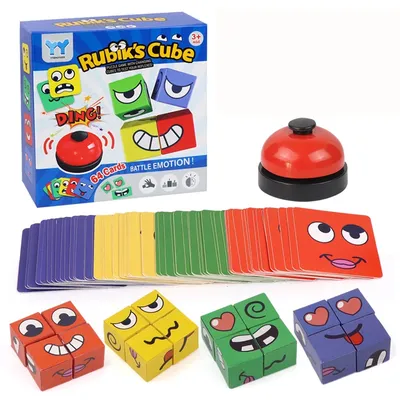 Expression Puzzle Building Blocks Kids Face Change Montessori Cube Table Game Toy Early Educational Toys for Children