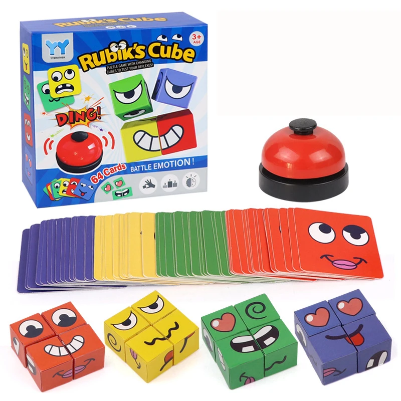 Expression Puzzle Building Blocks Kids Face Change Montessori Cube Table Game Toy Early Educational Toys for Children Expression Puzzle Building Blocks Kids Face Change Montessori Cube Table Game Toy Early Educational Toys for Children