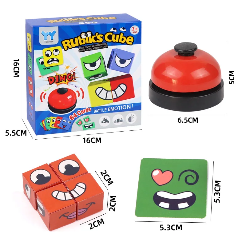 Expression Puzzle Building Blocks Kids Face Change Montessori Cube Table Game Toy Early Educational Toys for Children