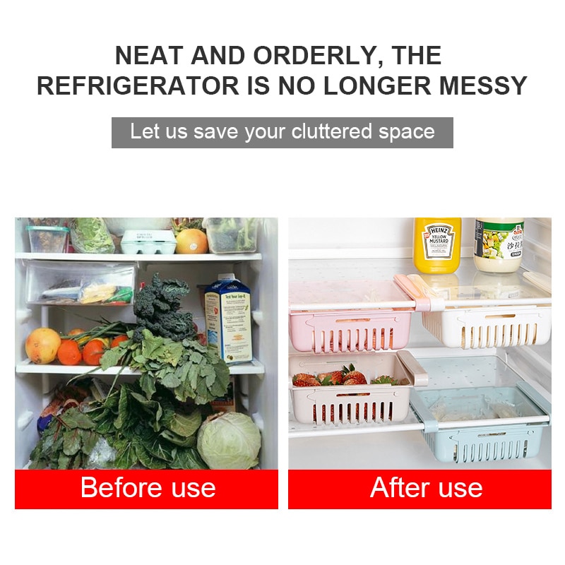 Extendable Refrigerator Storage Drawer (2 pcs)