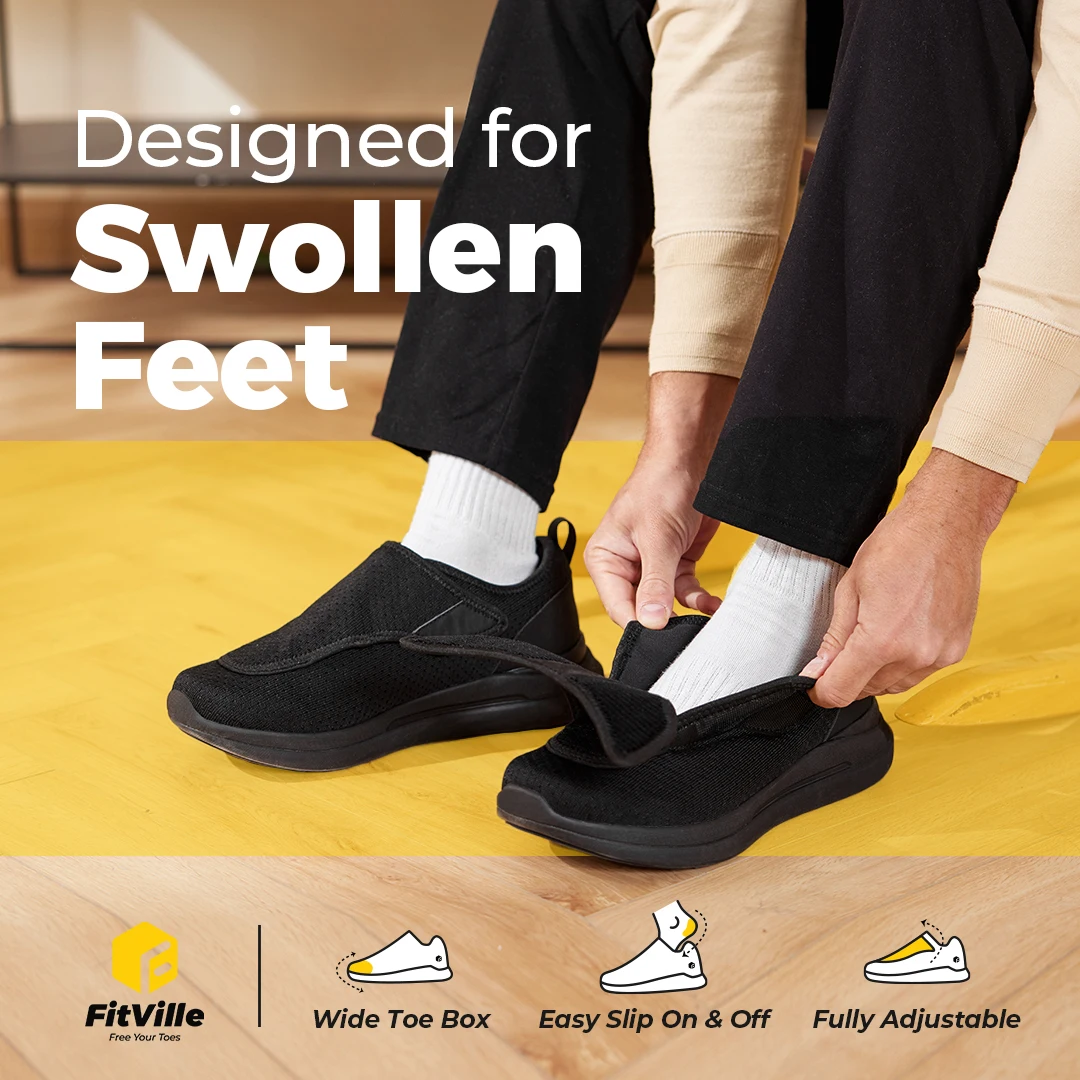 Extra Wide Men's Diabetic Shoes for Elder Orthopedics Feet Swollen Adjustable Walking Shoe Elderly Foot Pain Relief