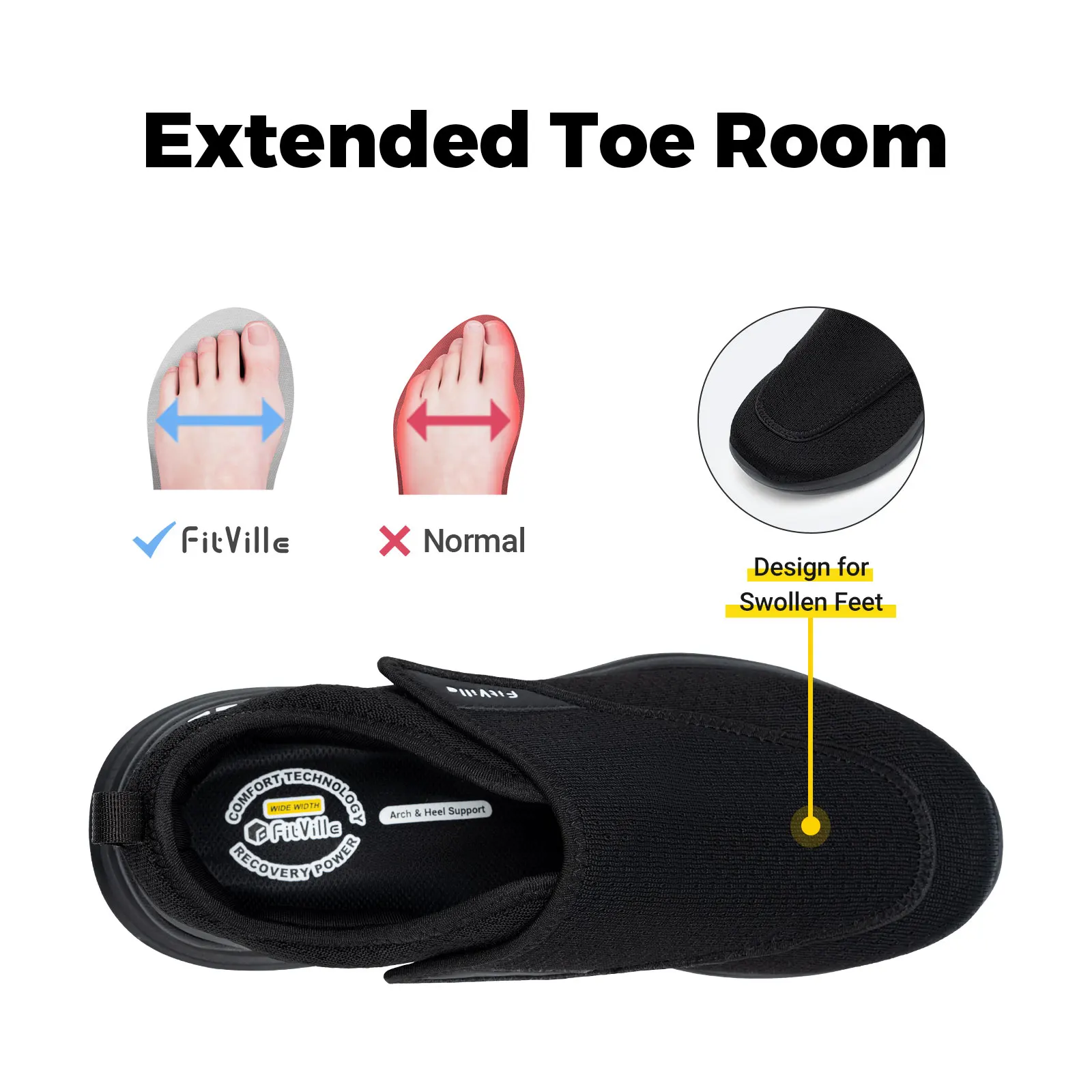 Extra Wide Men's Diabetic Shoes for Elder Orthopedics Feet Swollen Adjustable Walking Shoe Elderly Foot Pain Relief