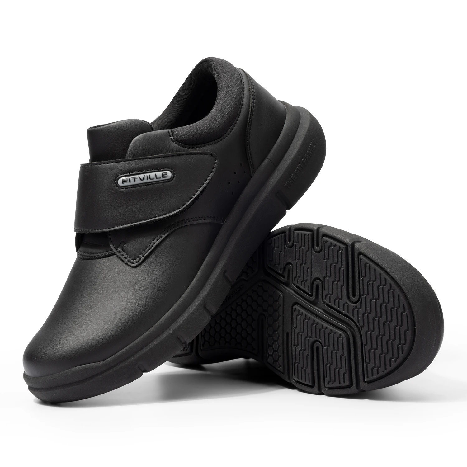 Extra Wide Men's Shoes Leather Diabetic Shoes Walking for Elder Orthopedic Toes Swollen Feet Non-Slip Arch Support