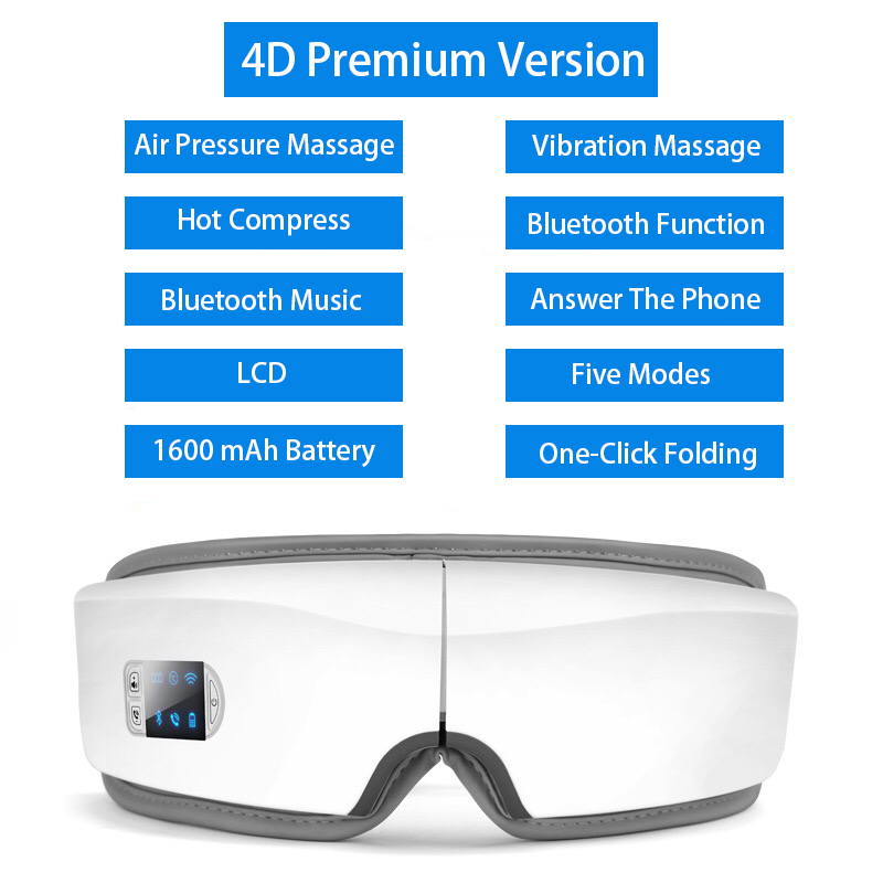Eye Massager 4D Smart Airbag Vibration Eye Care Instrument Hot Compress Bluetooth Eye Massage Glasses Fatigue