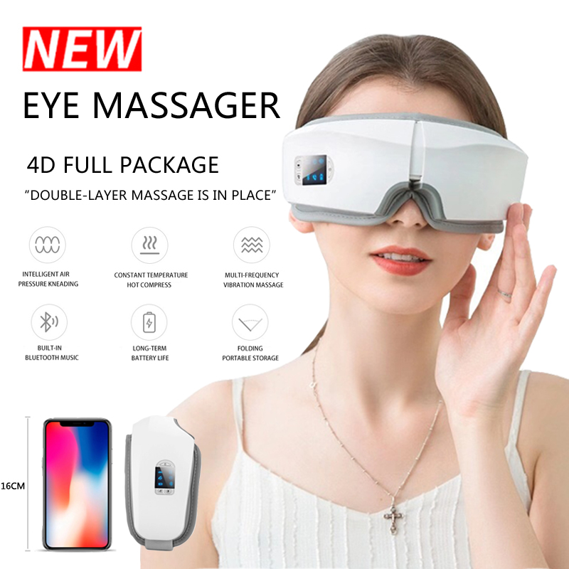 Eye Massager 4D Smart Airbag Vibration Eye Care Instrument Hot Compress Bluetooth Eye Massage Glasses Fatigue