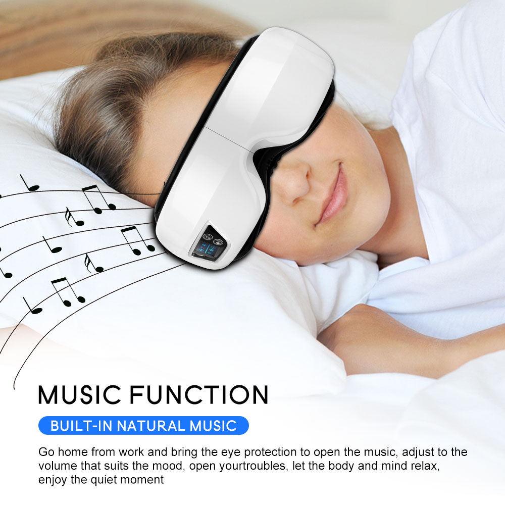 Eye Massager 6D Smart Airbag Vibration Eye Care Instrument Hot Compress Bluetooth Eye Massage Glasses Fatigue Pouch and