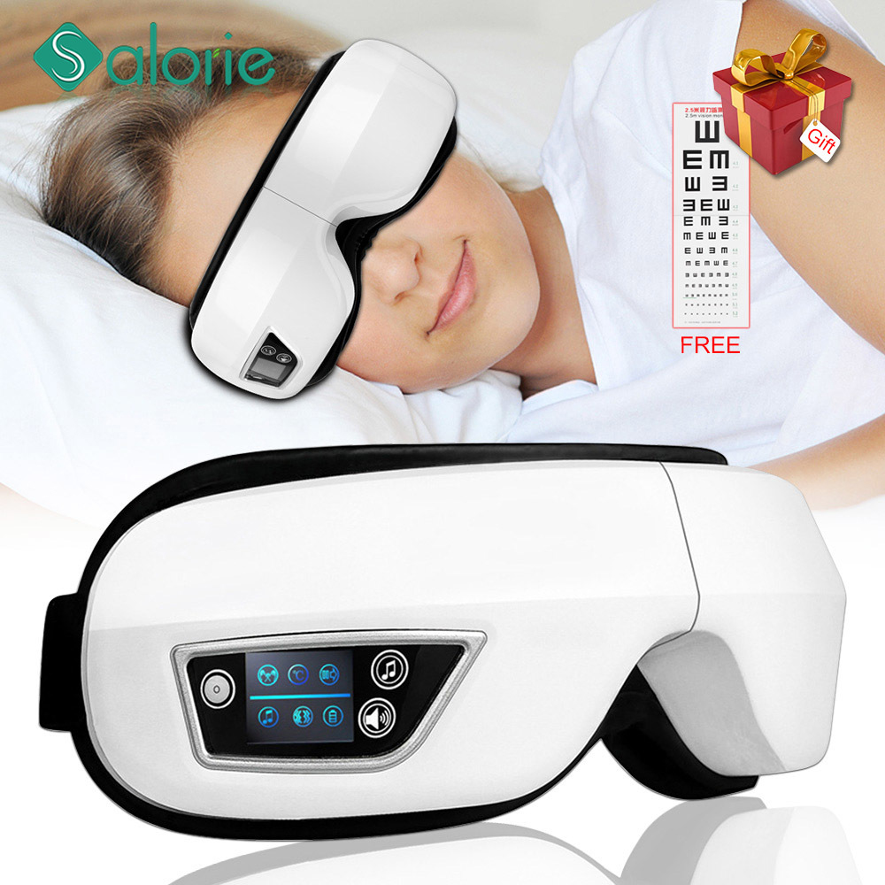 Eye Massager 6D Smart Airbag Vibration Eye Care Instrument Hot Compress Bluetooth Eye Massage Glasses Fatigue Pouch and