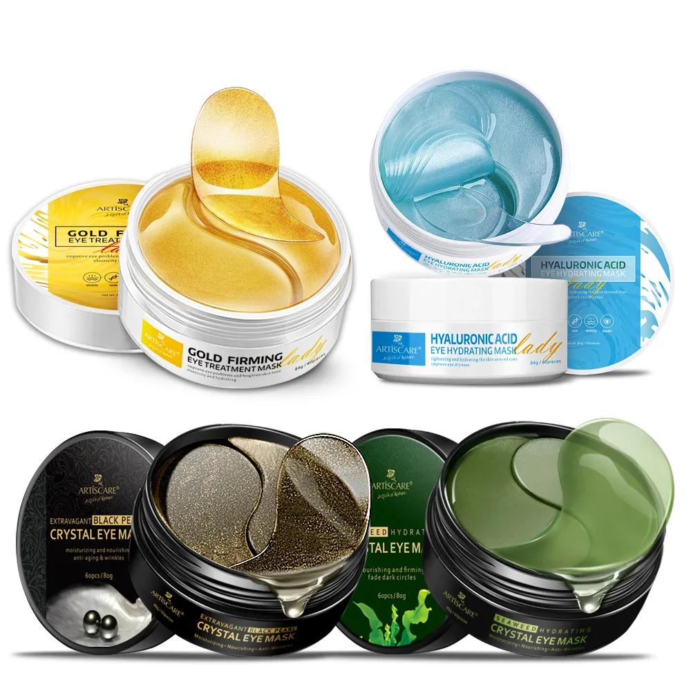 Eye patches Hyaluron Acid Gold Seaweed Black Pearl Anti Wrinkle Dark Circles Crystal Collagen Gel Eye Masks