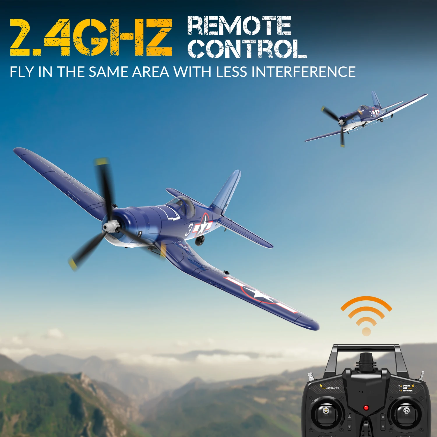 F4U Corsair RC Plane 2.4Ghz 4CH 400mm Wingspan One-Key Aerobatic RTF Remote Control Aircraft Toys Gifts for Children