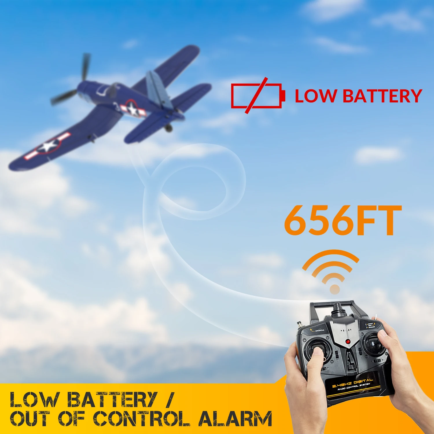 F4U Corsair RC Plane 2.4Ghz 4CH 400mm Wingspan One-Key Aerobatic RTF Remote Control Aircraft Toys Gifts for Children