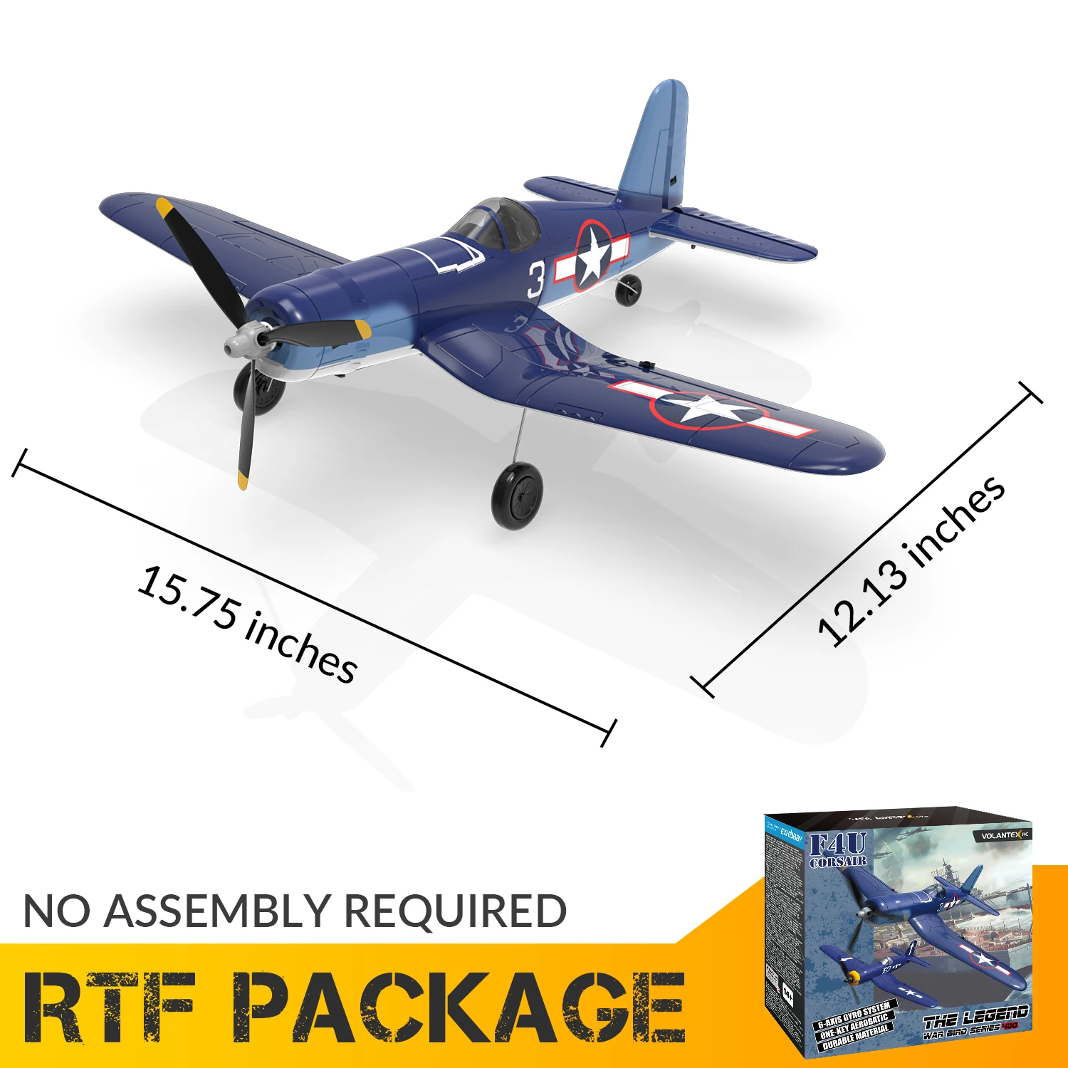 F4U Corsair RC Plane 2.4Ghz 4CH 400mm Wingspan One-Key Aerobatic RTF Remote Control Aircraft Toys Gifts for Children