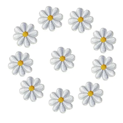 Fabric Daisy Iron On Patches (10pcs) Fabric Daisy Iron On Patches (10pcs)