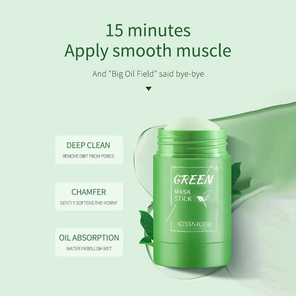 Face Clean Mask Green Tea Cleansing Stick Mask Shrink pores Deep Blackhead Remover facial Cleansing Moisturizing Mask