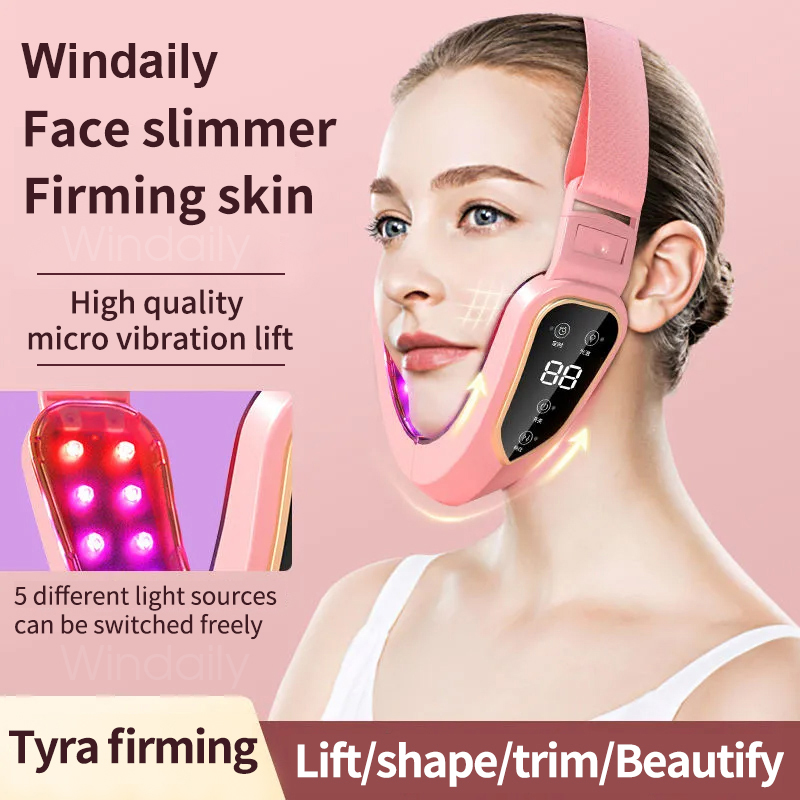 Facial Lifting Device LED Photon Therapy Facial Slimming Vibration Massager Double Chin V Face Shaped Cheek Lift Belt