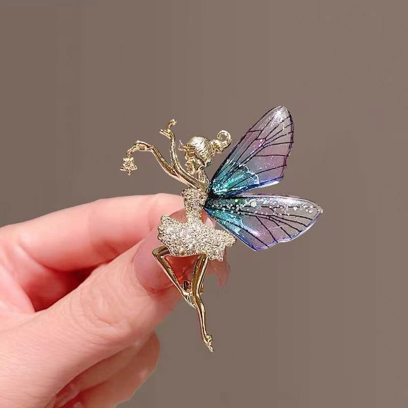 Fairy Brooch with Rhinestone Crystals