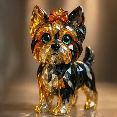 Fake Crystal Animal Sculpture Clear Glass Dog Cat Owl Eagle Leopard Figurine Statue Home Office Desktop Decoration