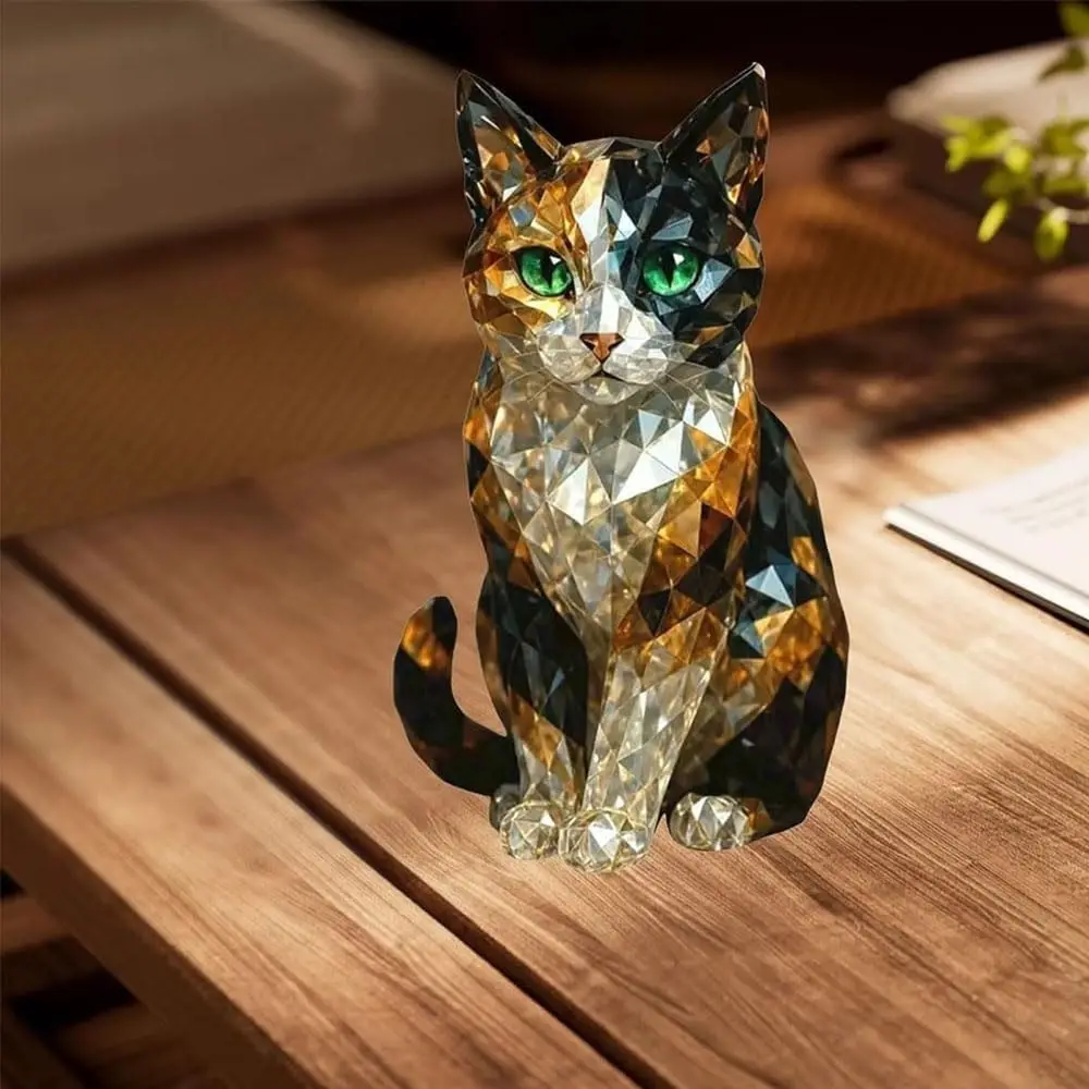 Fake Crystal Animal Sculpture Clear Glass Dog Cat Owl Eagle Leopard Figurine Statue Home Office Desktop Decoration