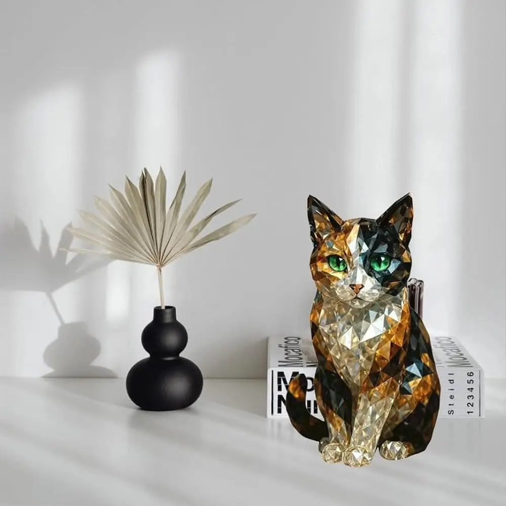 Fake Crystal Animal Sculpture Clear Glass Dog Cat Owl Eagle Leopard Figurine Statue Home Office Desktop Decoration