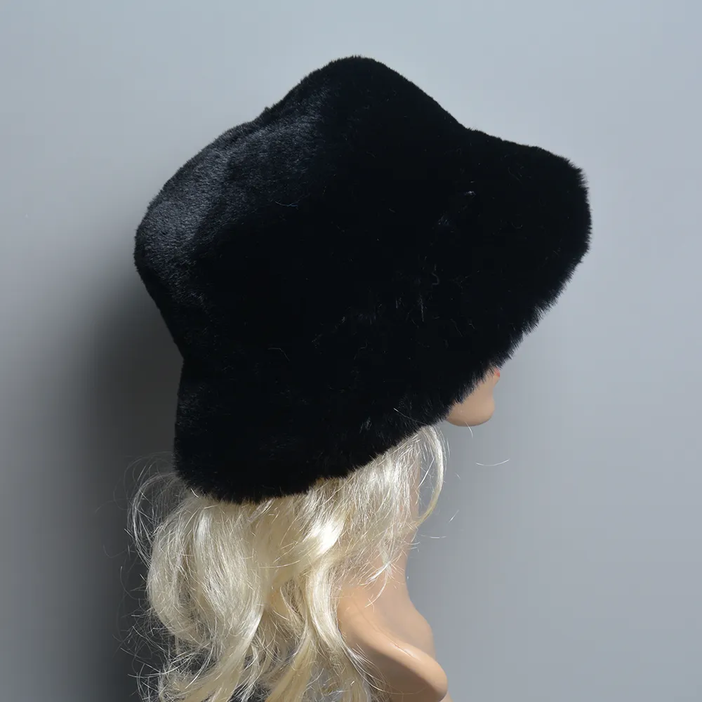 Fake Rabbit Fur Hat Super Soft Women Winter Hat Cotton Lining Warm Russian Fashion Ski Beanies Plush