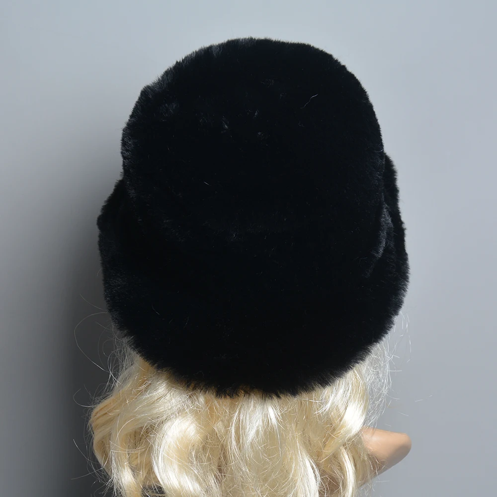 Fake Rabbit Fur Hat Super Soft Women Winter Hat Cotton Lining Warm Russian Fashion Ski Beanies Plush