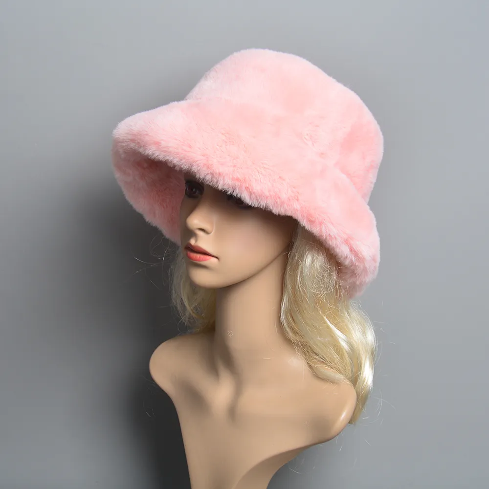 Fake Rabbit Fur Hat Super Soft Women Winter Hat Cotton Lining Warm Russian Fashion Ski Beanies Plush