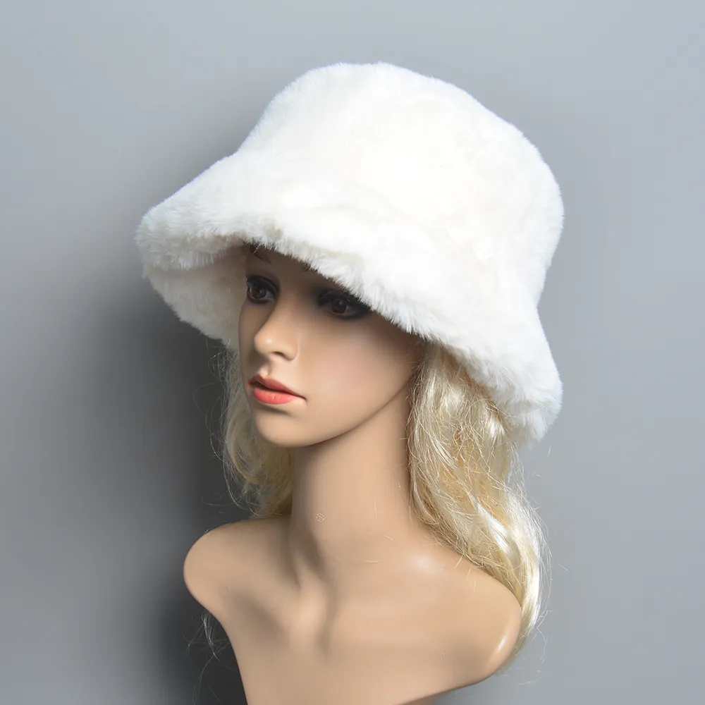 Fake Rabbit Fur Hat Super Soft Women Winter Hat Cotton Lining Warm Russian Fashion Ski Beanies Plush