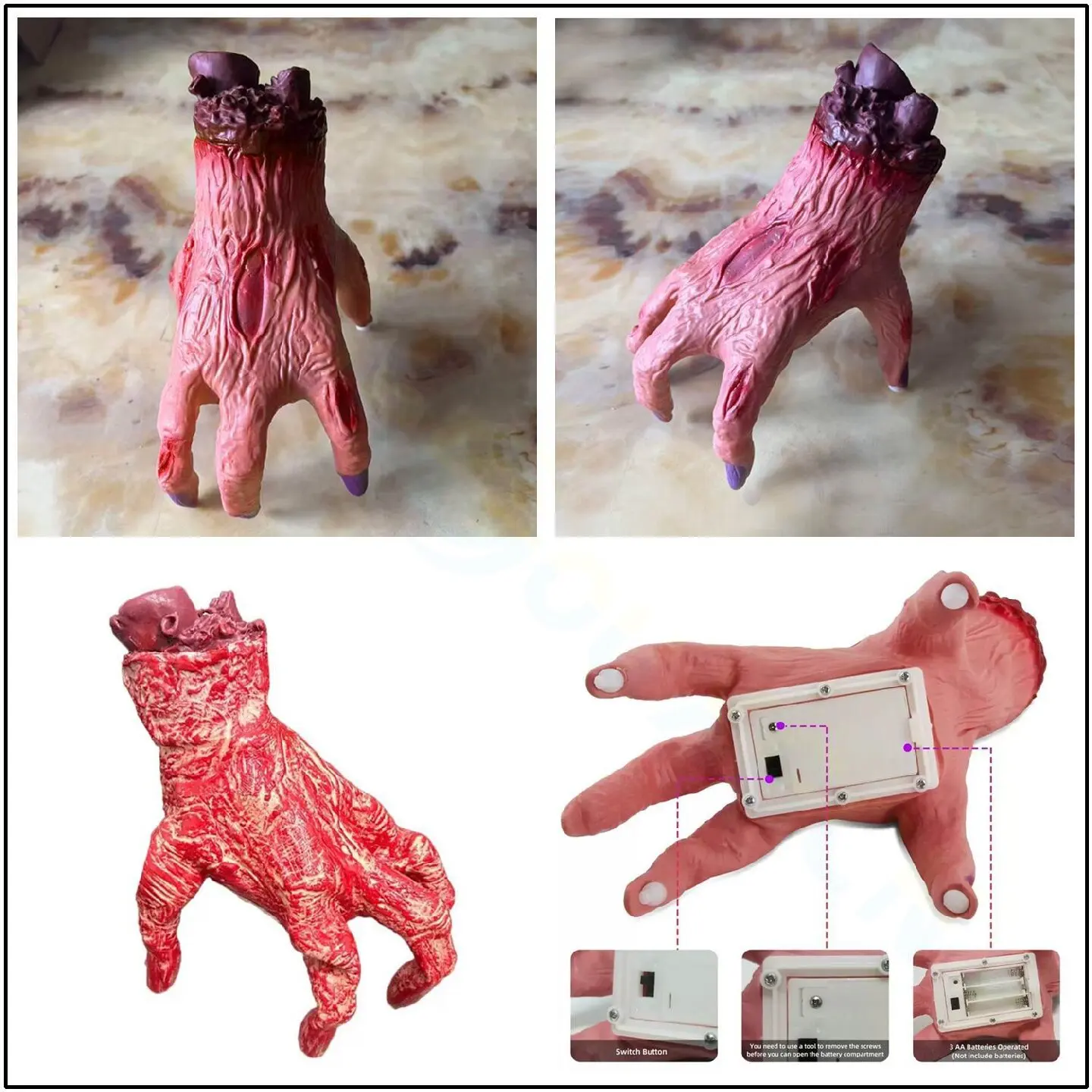 Fake Severed Hands Halloween Zombie Hand Electric light emitting sound crawling Broken hand Haunted House Halloween Fake Severed Hands Halloween Zombie Hand Electric light emitting sound crawling Broken hand Haunted House Halloween