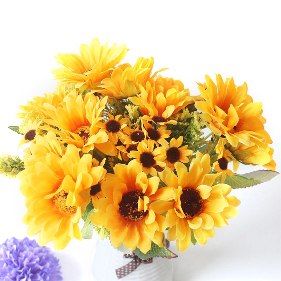 Fake Sunflower Bouquet Artificial Decor