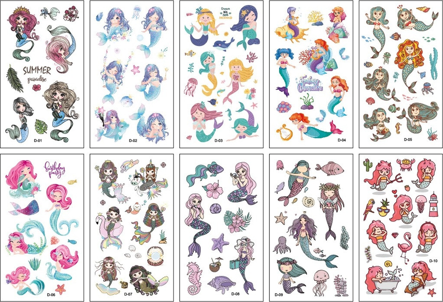 Fake Tattoos for Kids (Set of 10 Sheets)