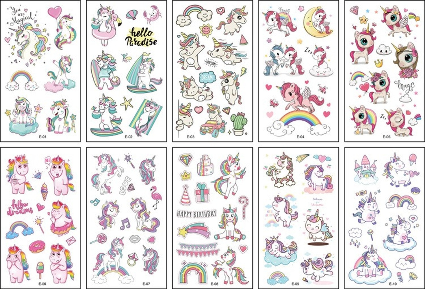 Fake Tattoos for Kids (Set of 10 Sheets)